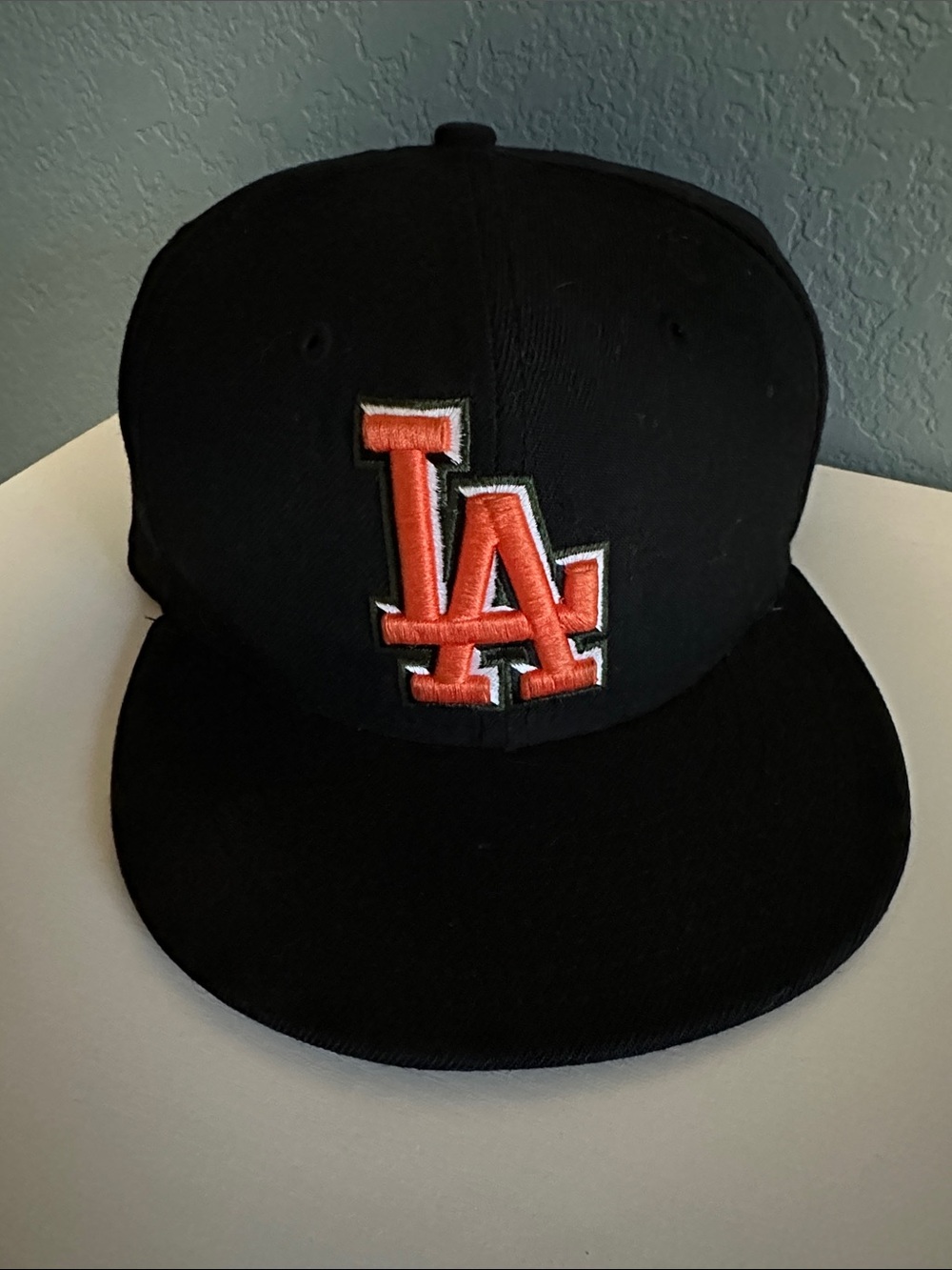 Black Snapback Hat with Orange LA Logo
